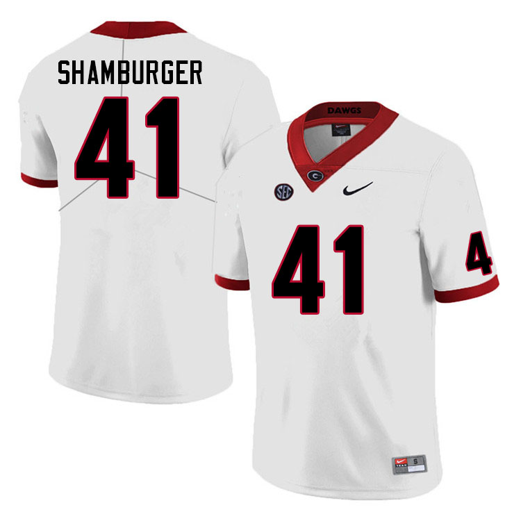 Georgia Bulldogs Men's Denton Shamburger #41 White 2022 Stitched College UGA Football Jersey 23YW016KE